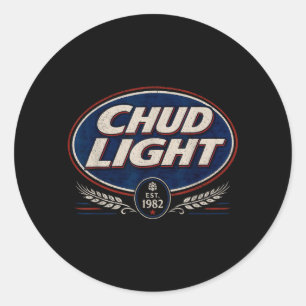Sticker Rond Chud Light Drôle Parodie Bière Style Humour Vintag