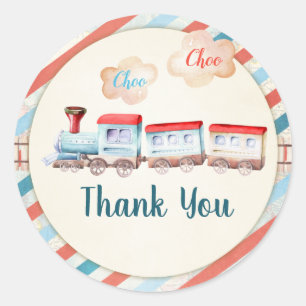 Sticker Rond Chugga Choo Boy Anniversaire Favoriser Tags Train 