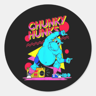 Sticker Rond Chunky Hunks Gym Poids Bodybuilding Muscle