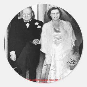 Sticker Rond Churchill & Célèbre Citation sur le Mariage