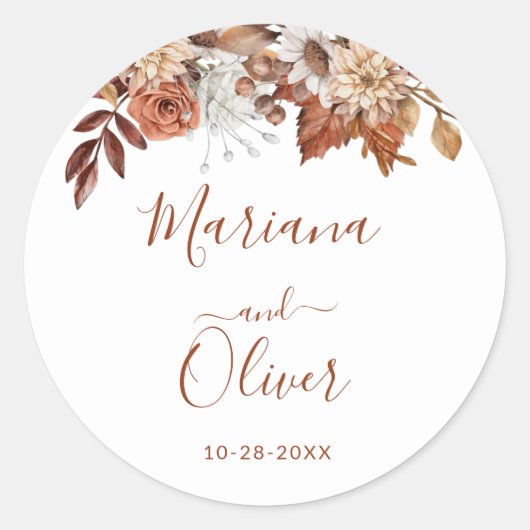 Sticker Rond Chute Bouquet floral Enveloppe blanche (Devant)