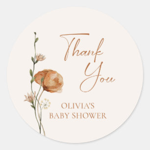 Sticker Rond Chute Brûlé Orange Poppy Favoriser Merci