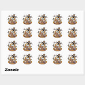 Sticker Rond Chute Citrouille Patuck avec chauve-souris épouvan (Feuille)
