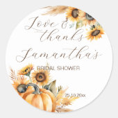 Sticker Rond Chute d'amour boho tournesols citrouilles merci (Devant)