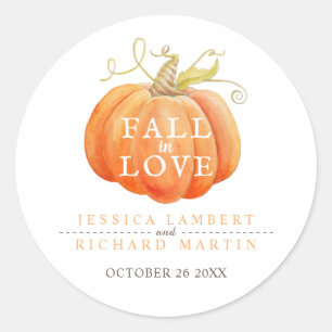 Sticker Rond Chute d'amour citrouille aquarelle art mariage