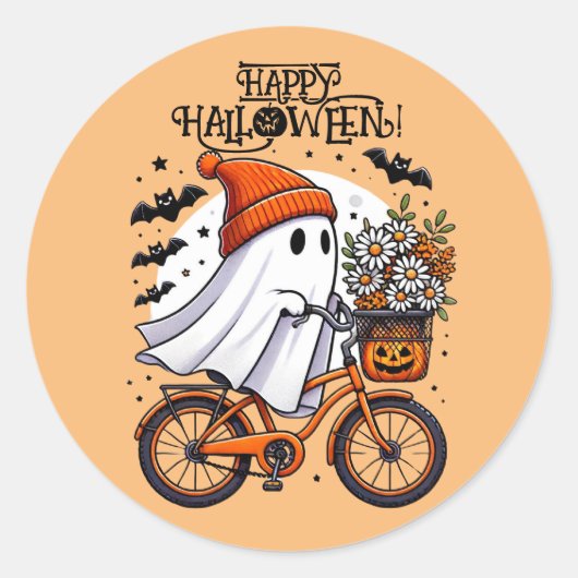 Sticker Rond Chute de fantôme d'Halloween rétro (Devant)