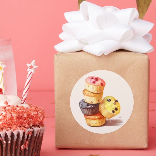 Sticker Rond Chute de la tour Muffin (Fête)