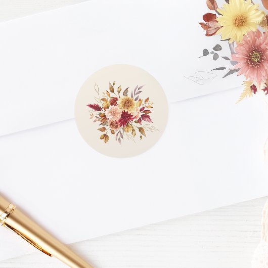 Sticker Rond Chute dorée Terracotta Floral