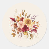 Sticker Rond Chute dorée Terracotta Floral (Devant)