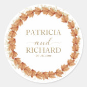 Sticker Rond Chute en amour Automne Feuilles Mariage (Devant)