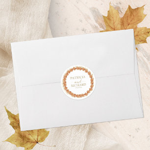 Sticker Rond Chute en amour Automne Feuilles Mariage
