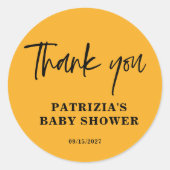 Sticker Rond Chute en Amour Baby shower orange (Devant)