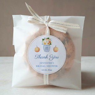 Sticker Rond Chute en amour Citrouille Automne Fête des mariées