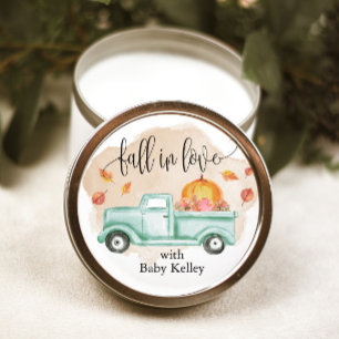 Sticker Rond Chute en amour Citrouille Baby shower de camion de