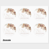 Sticker Rond Chute en amour nuptiale douche floral brun neutre (Feuille)