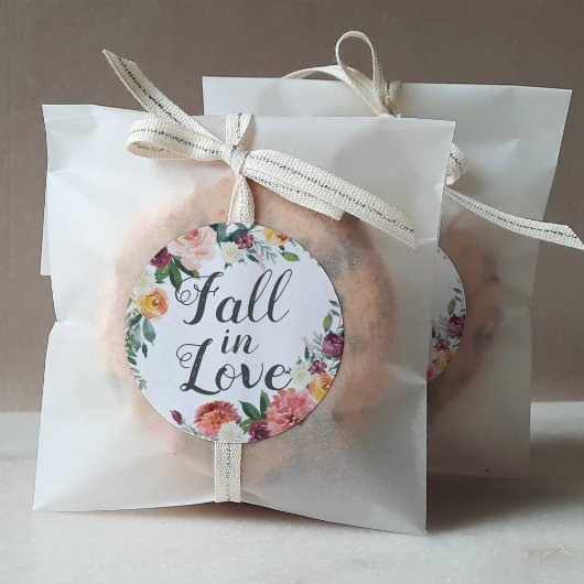 Sticker Rond Chute en amour Rustique Bourgogne Blush Floral Mar