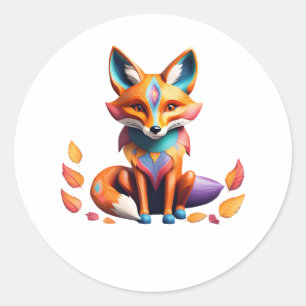 Sticker Rond Chute Femme Fox Alebrije