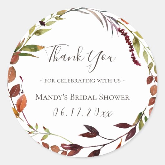 Sticker Rond Chute Foliage Vert Merci de couronne (Devant)