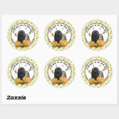 Sticker Rond Chute Puli Chien (noir) Citrouille Feuille mignon (Feuille)