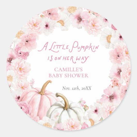 Sticker Rond Chute rose Citrouille Favoriser (Devant)