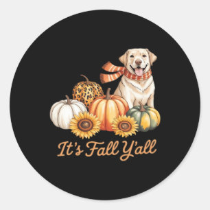 Sticker Rond Chute Y’all Chien Leopard Citrouille Automne Creat
