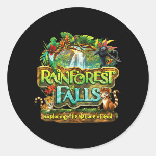 Sticker Rond Chutes de la Forêt Tropicale Drôle Vbs 2026 Explor