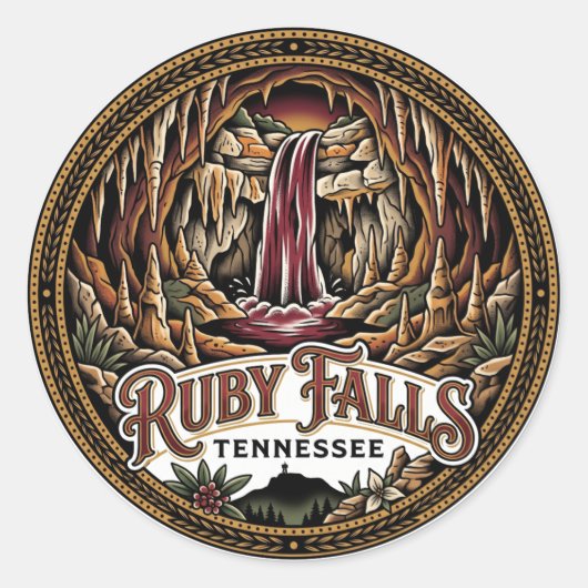 Sticker Rond Chutes de Ruby Tennessee (Devant)