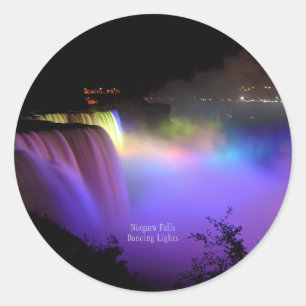 Sticker Rond Chutes du Niagara, lumières dansantes,