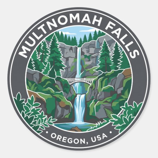 Sticker Rond Chutes Multnomah États-Unis (Devant)