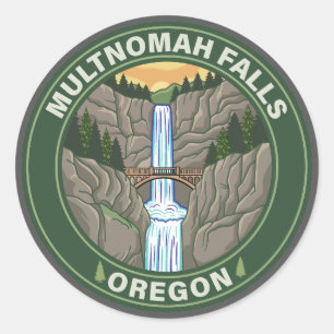 Sticker Rond Chutes Multnomah Oregon