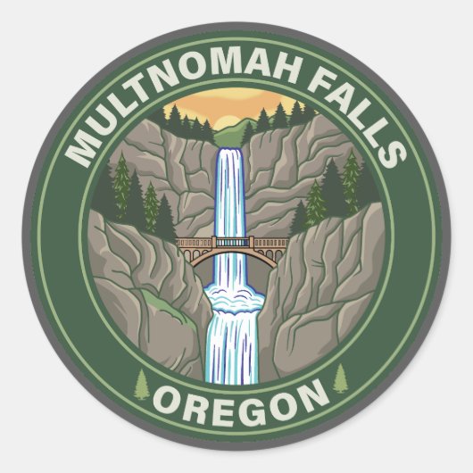 Sticker Rond Chutes Multnomah Oregon (Devant)