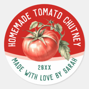 Sticker Rond Chutney de tomate maison modifiable avec tomate ro