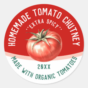 Sticker Rond Chutney de tomate maison modifiable avec tomate ro