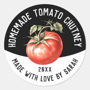 Sticker Rond Chutney de tomates éditable Maison Conserver