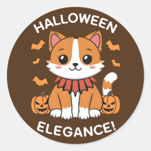 Sticker Rond Chuzzy le chat : Halloween l'élégance dans le styl