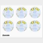 Sticker Rond Ciao Baby Blue Stripe Lemon Baby Shower Thank you (Feuille)
