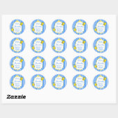 Sticker Rond Ciao bella bleu rayures citrons prime douche (Feuille)