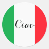 Sticker Rond Ciao Italie avec le drapeau italien (Devant)