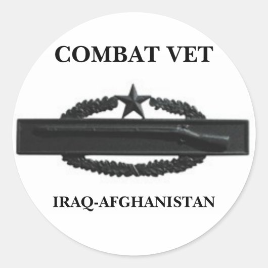 STICKER ROND CIB2SUBD3, COMBAT VET, IRAK-AFGHANISTAN (Devant)