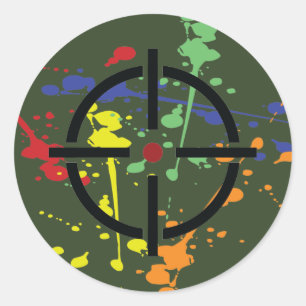 Sticker Rond Cible de l'Armée Green Paintball Party