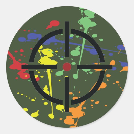 Sticker Rond Cible de l'Armée Green Paintball Party (Devant)