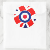 Sticker Rond Cible de morue sur le drapeau britannique (Sac)