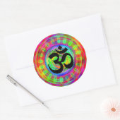 Sticker Rond Cible Tie-dye avec symbole Om (Enveloppe)