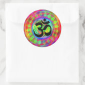 Sticker Rond Cible Tie-dye avec symbole Om (Sac)
