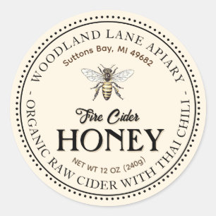 Sticker Rond Cidre de feu cru bio Honey chili thaïlandais Queen