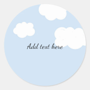 Sticker Rond Ciel Bleu, Modèle de nuages Blancs Fluffants,