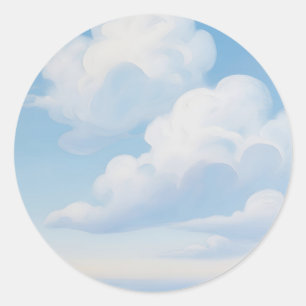 Sticker Rond Ciel bleu rêveur avec nuages