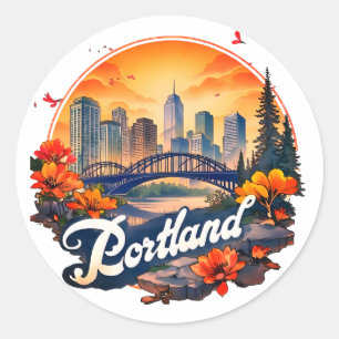 Sticker Rond Ciel de Portland Oregon