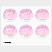 Sticker Rond Ciel envoyé Baby shower rose Favoriser (Feuille)