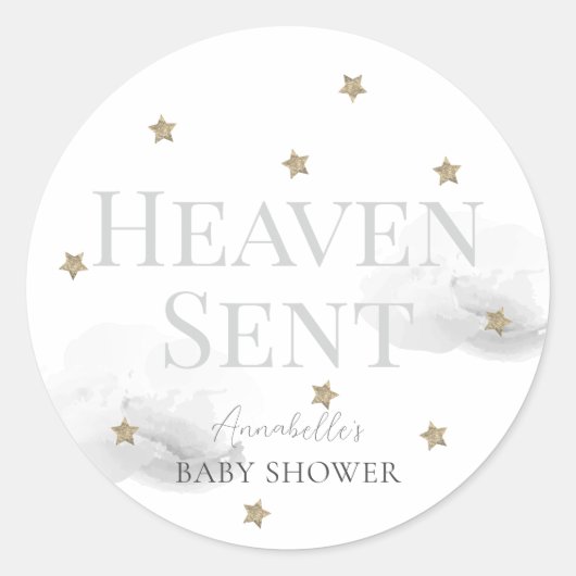 Sticker Rond Ciel envoyé Grey Cloud Baby shower neutre (Devant)